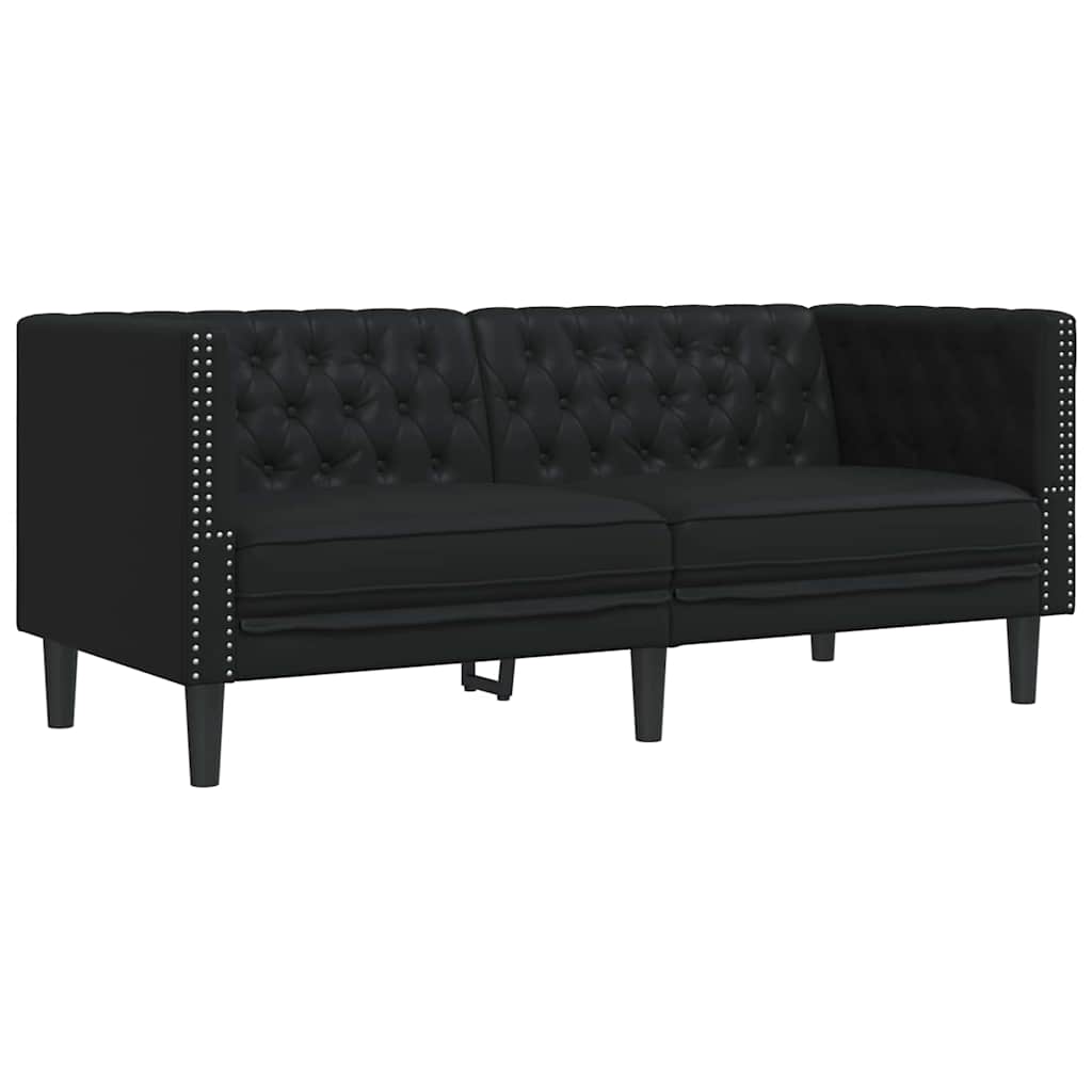 Chesterfield Sofa Black 174 x 74.5 x 70.5 cm Faux leather