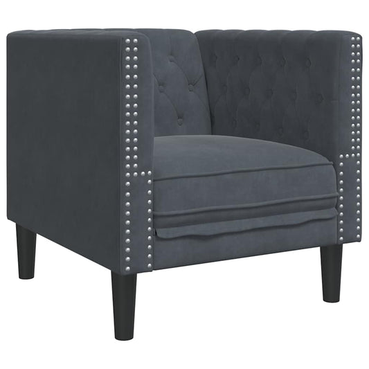Chesterfield Sofa Chair Dark grey 71 x 74.5 x 70.5 cm Velvet