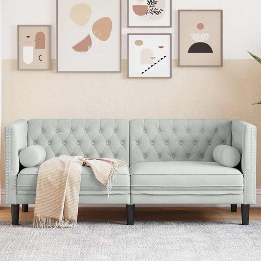 Chesterfield Sofa Other Light grey 174 x 74.5 x 70.5 cm Velvet