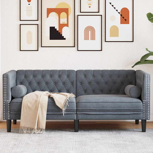 Chesterfield Sofa Other Dark grey 174 x 74.5 x 70.5 cm Velvet