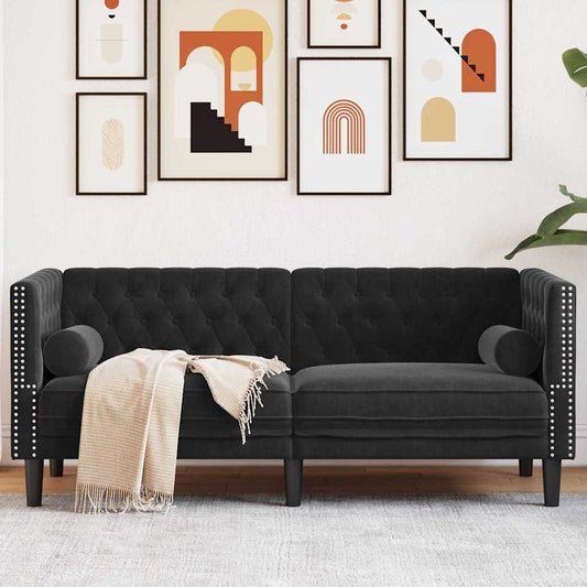 Chesterfield Sofa Other Black 174 x 74.5 x 70.5 cm Velvet