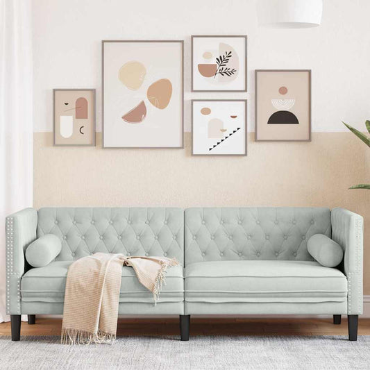 Chesterfield Sofa Other Light grey 194 x 74.5 x 70.5 cm Velvet