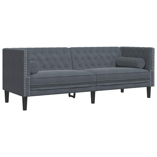 Chesterfield Sofa Other Dark grey 194 x 74.5 x 70.5 cm Velvet