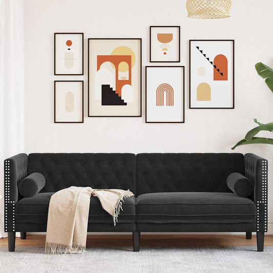 Chesterfield Sofa Other Black 194 x 74.5 x 70.5 cm Velvet