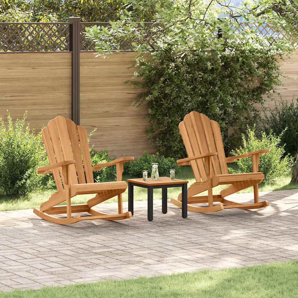 Adirondack Rocking Chair 2 pcs Brown Solid Teak wood