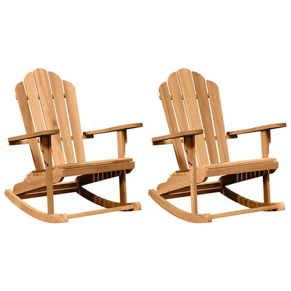 Adirondack Rocking Chair 2 pcs Brown Solid Teak wood