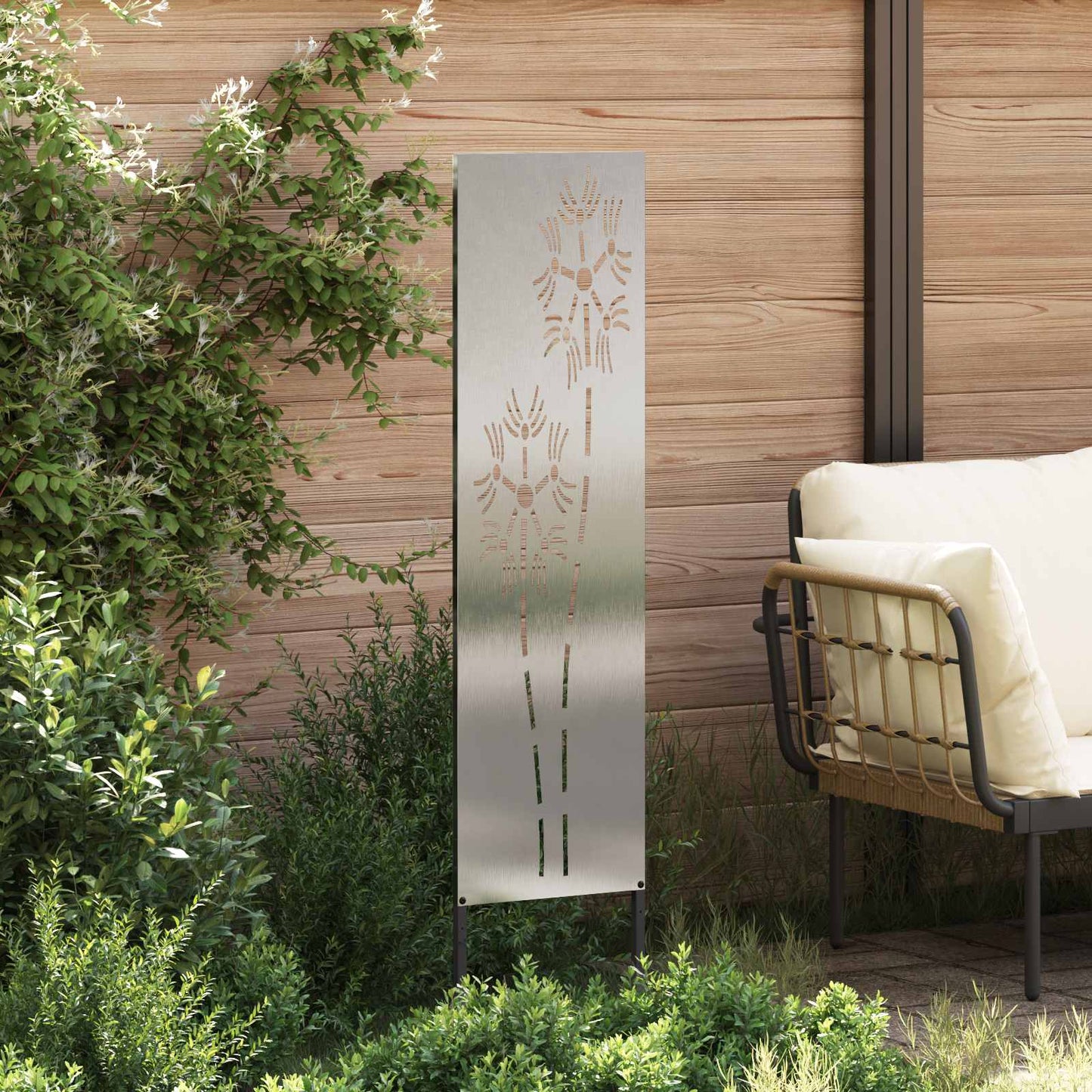 Garden Privacy Screen Silver 32 x 140 cm Stainless steel