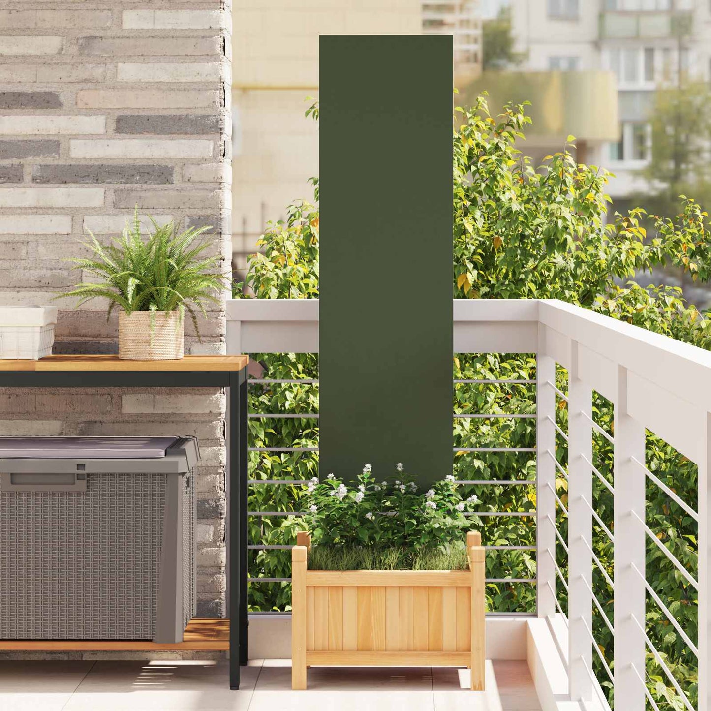 Garden Privacy Screen Olive green 32 x 140 cm Cold-rolled steel
