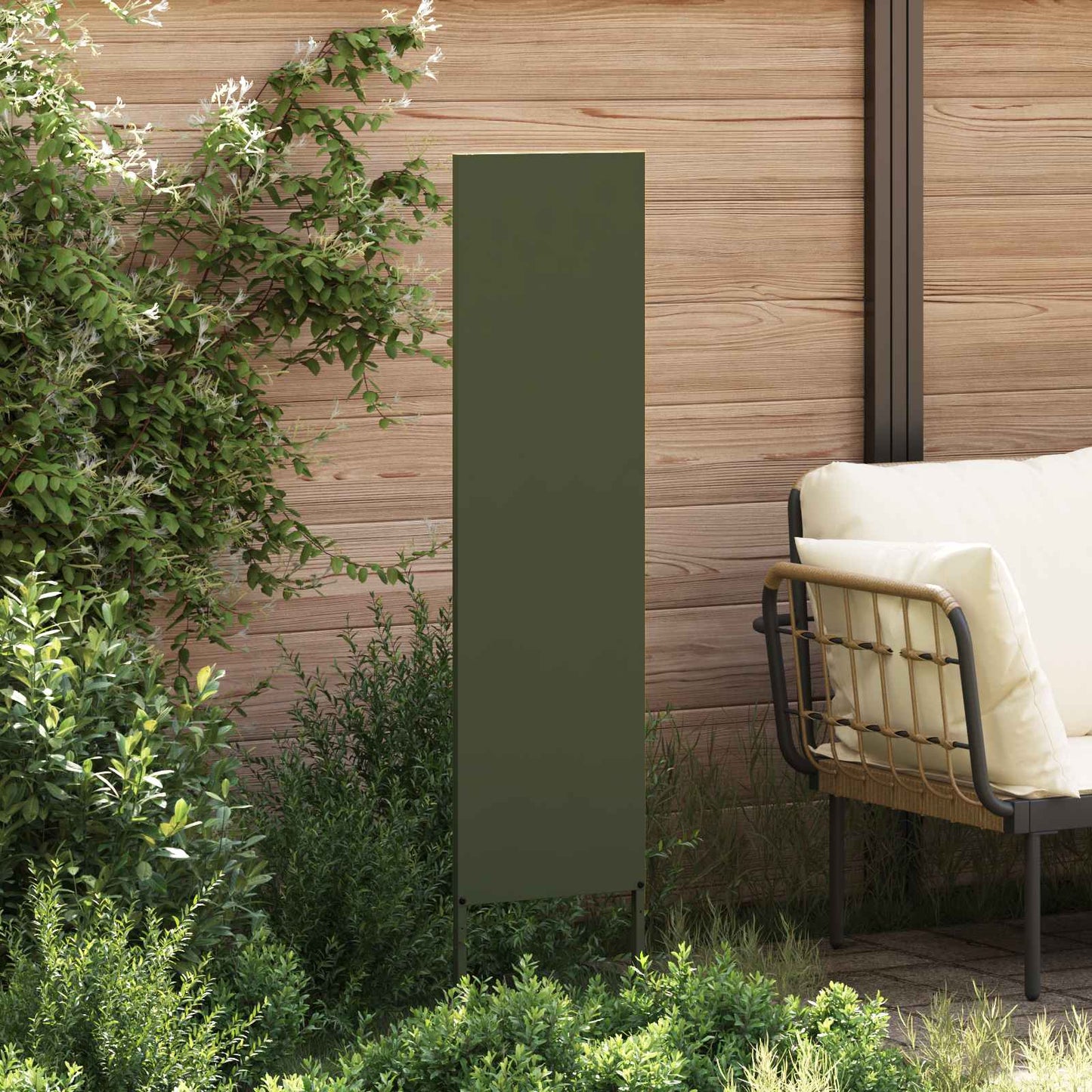 Garden Privacy Screen Olive green 32 x 140 cm Cold-rolled steel