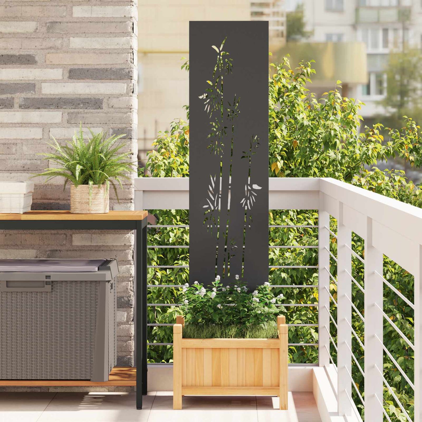 Garden Privacy Screen Black 32 x 140 cm Cold-rolled steel