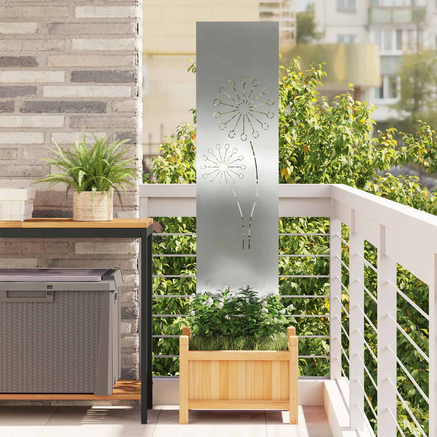 Garden Privacy Screen Silver 32 x 140 cm Galvanised steel