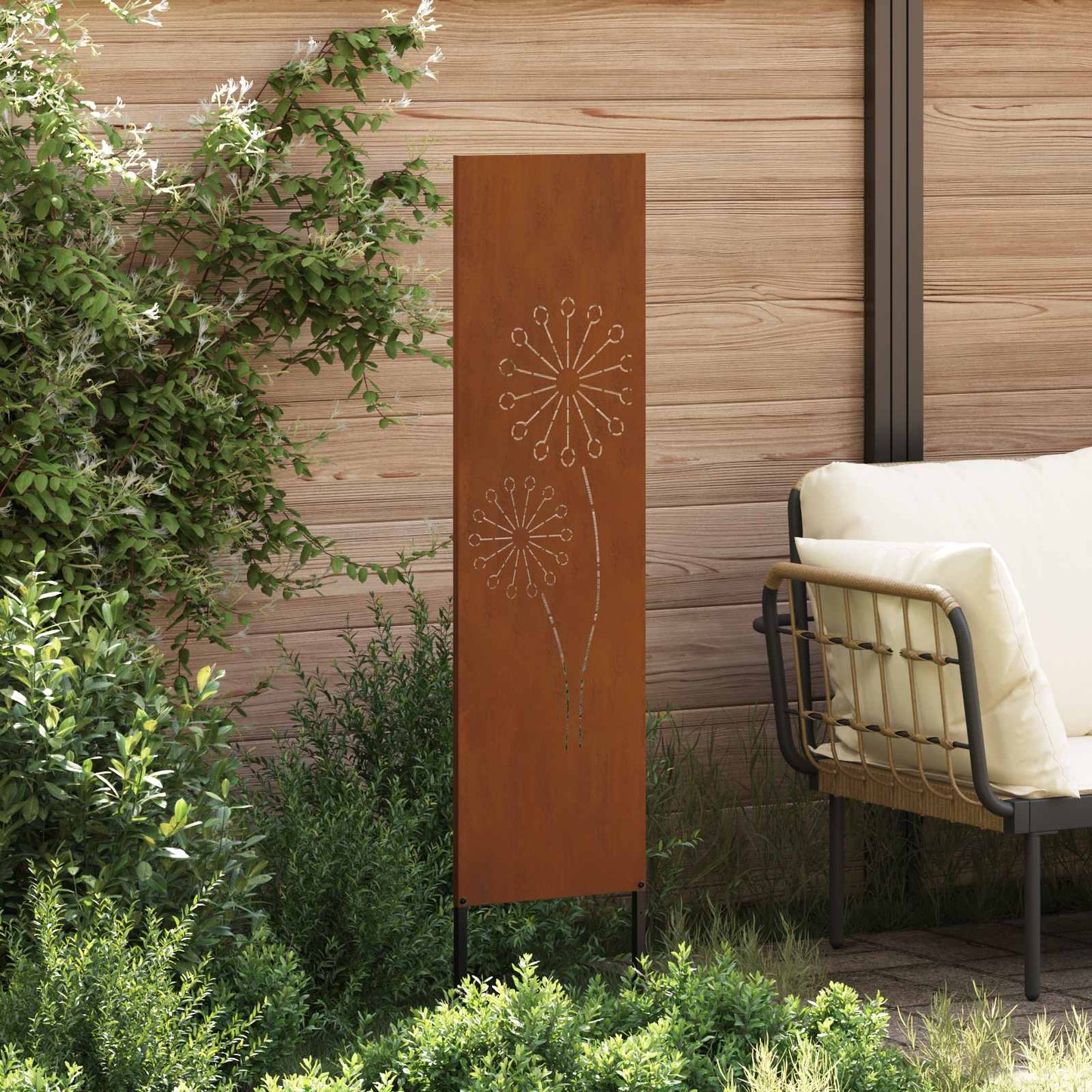 Garden Privacy Screen Rusty 32 x 140 cm Weathering Steel