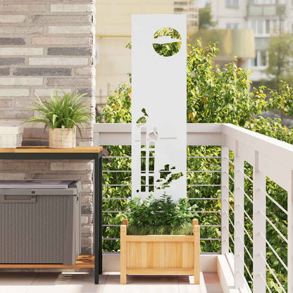 Garden Privacy Screen White 32 x 140 cm Cold-rolled steel