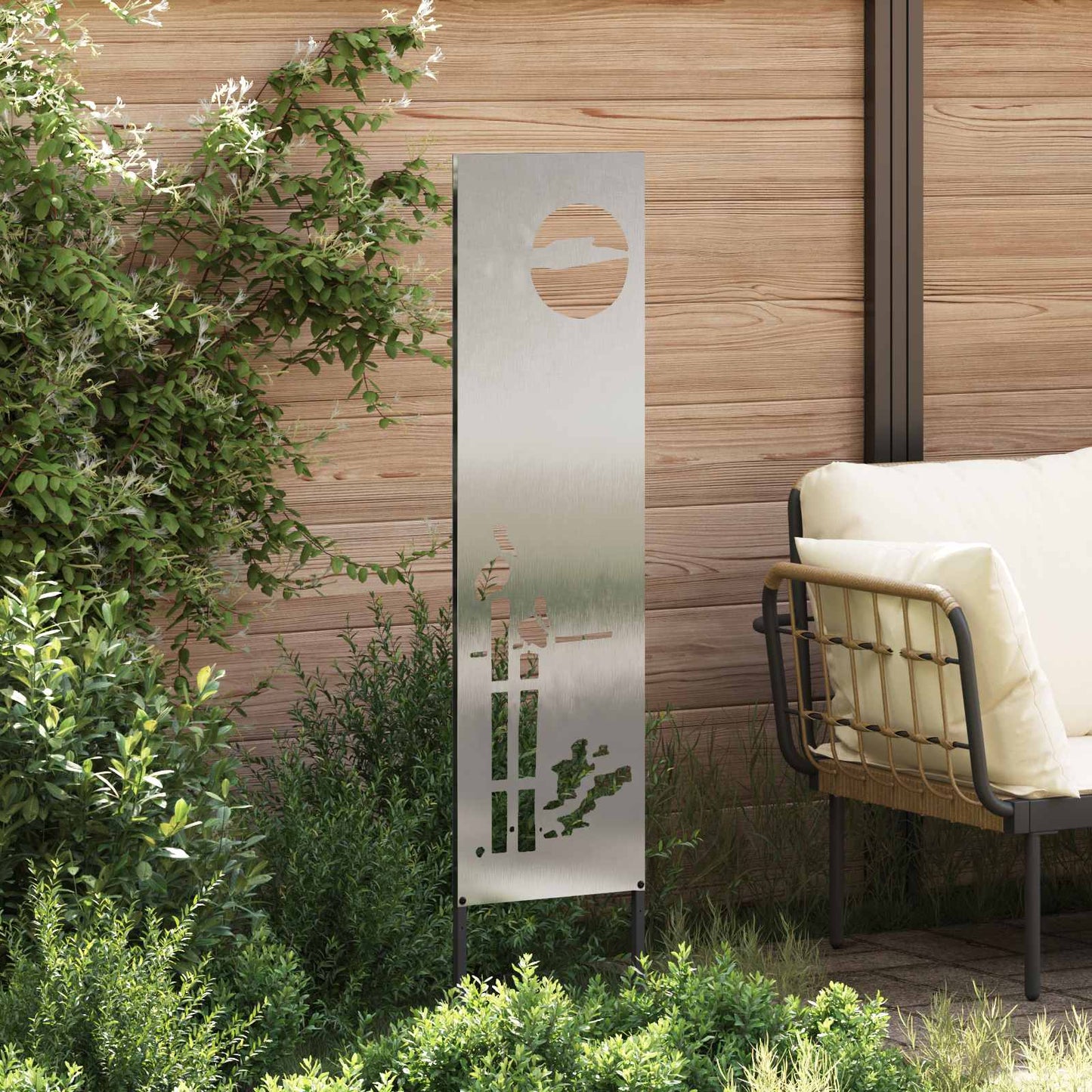 Garden Privacy Screen Silver 32 x 140 cm Stainless steel