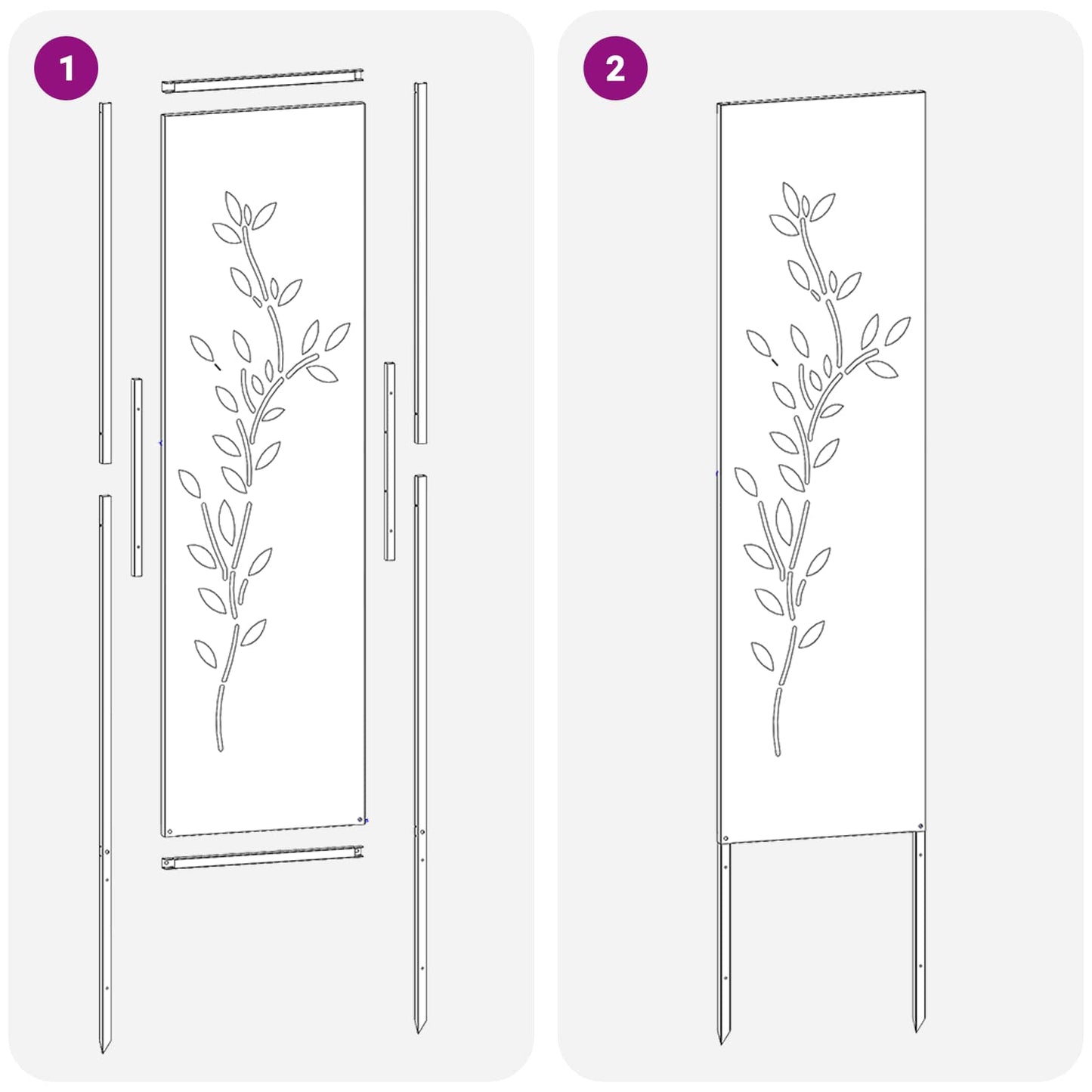 Garden Privacy Screen Floral Silver 32 x 140 cm Stainless steel
