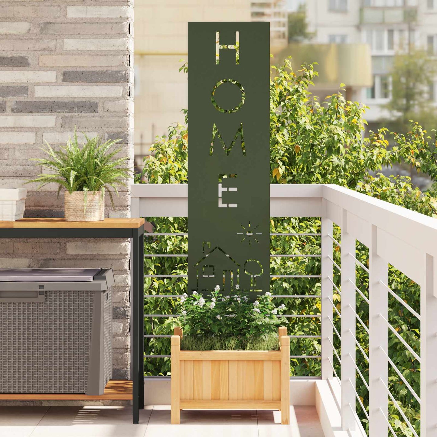 Garden Privacy Screen Olive green 32 x 140 cm Cold-rolled steel