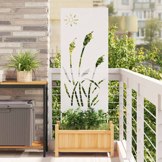 Garden Privacy Screen White 50 x 140 cm Cold-rolled steel