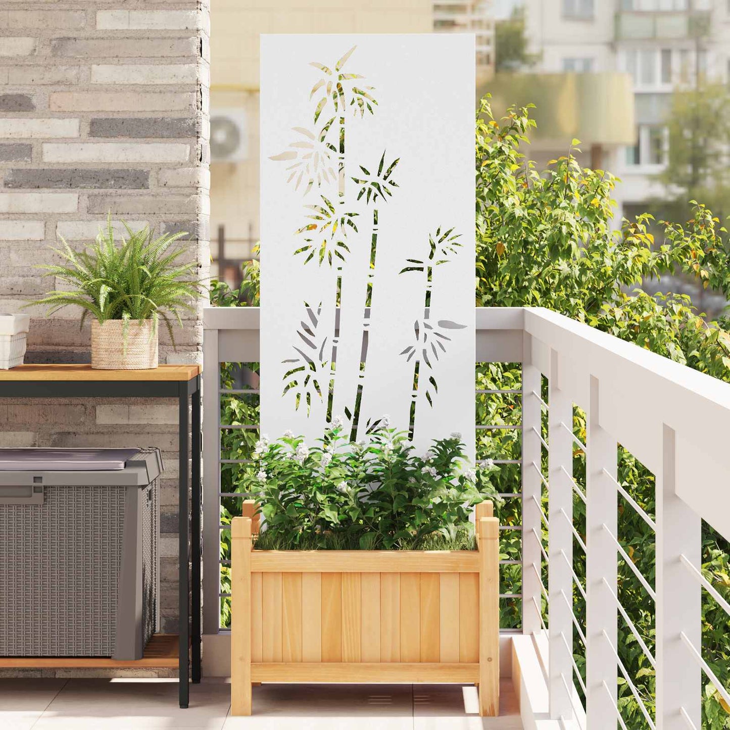Garden Privacy Screen White 50 x 140 cm Cold-rolled steel