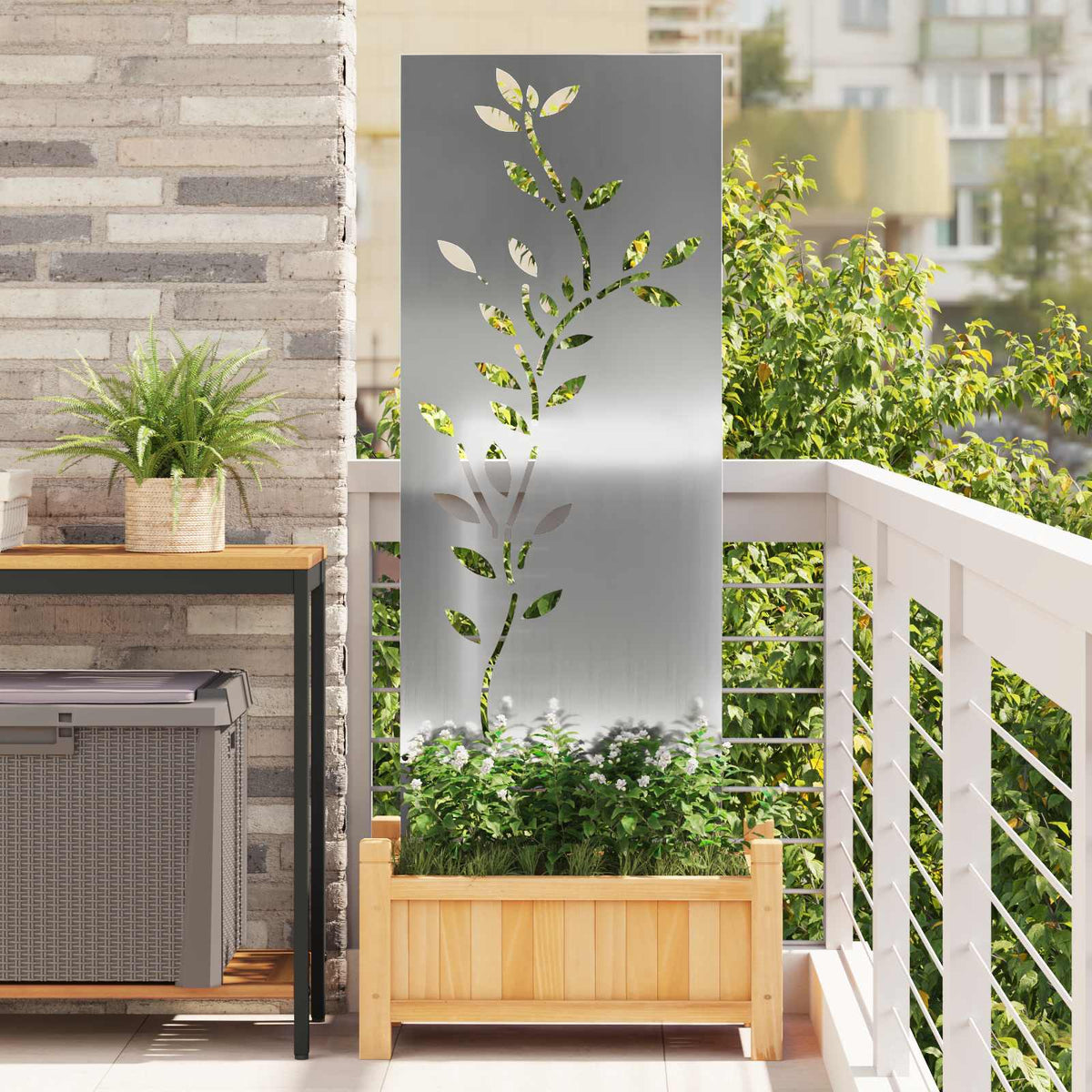 Garden Privacy Screen Silver 50 x 140 cm Galvanised steel