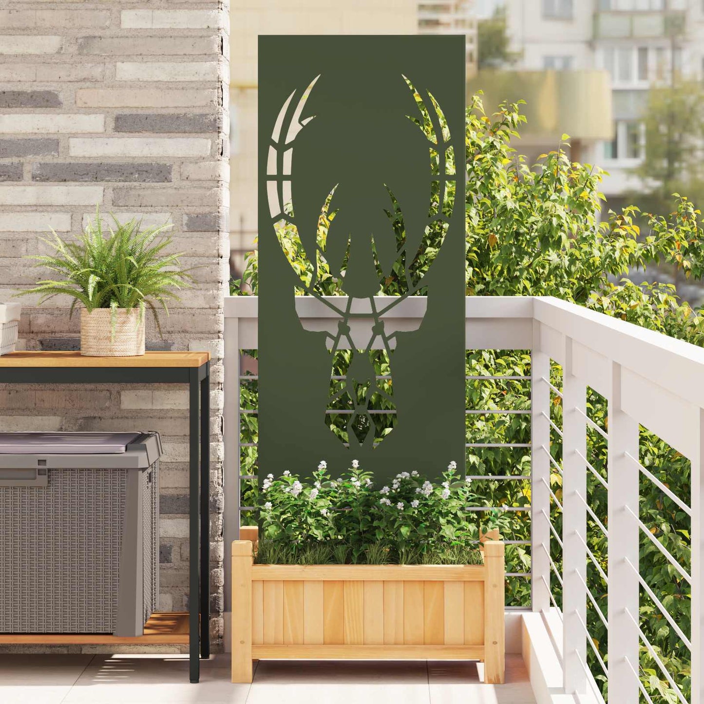 Garden Privacy Screen Olive green 50 x 140 cm Cold-rolled steel