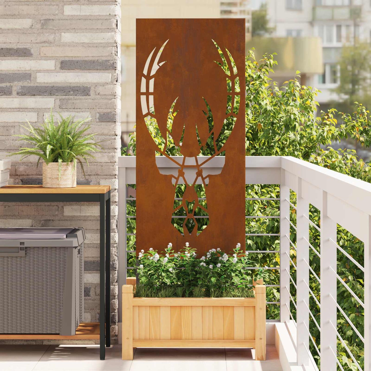 Garden Privacy Screen Rusty 50 x 140 cm Weathering steel