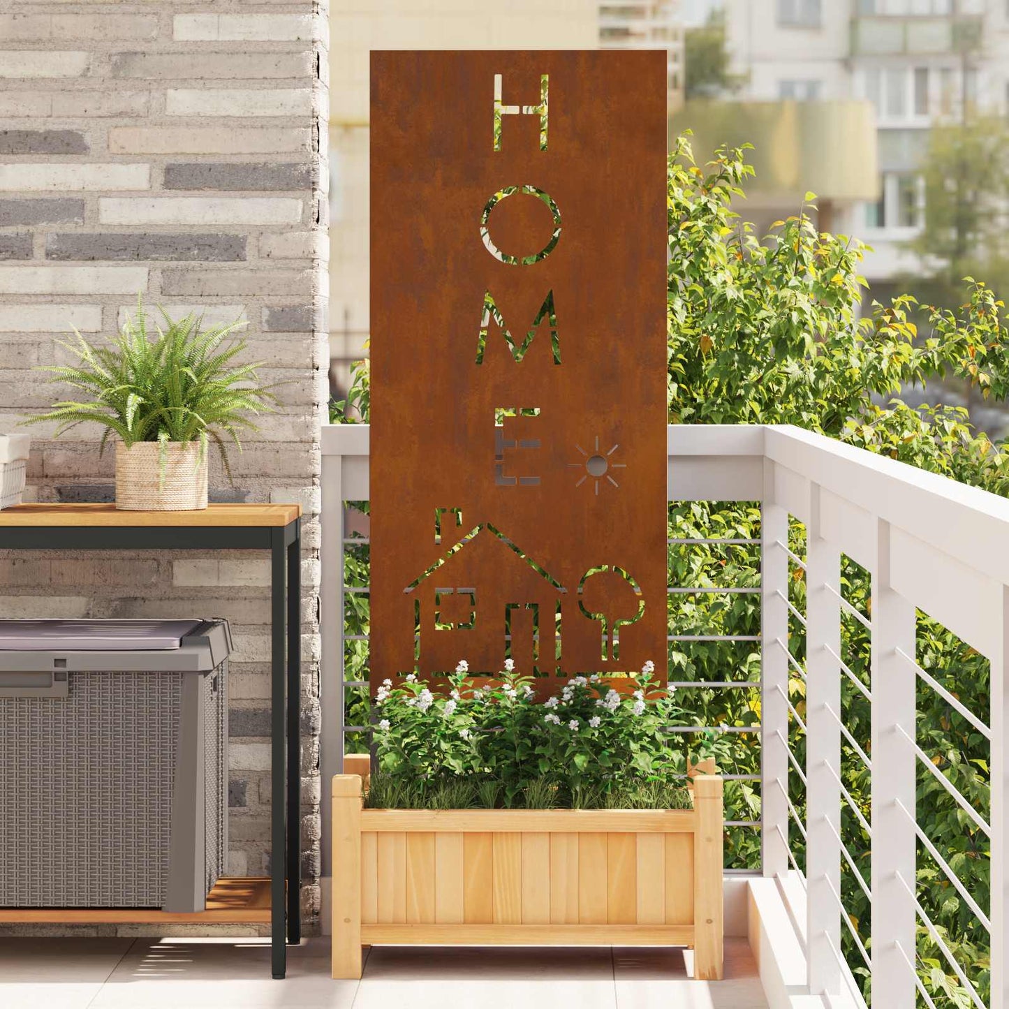Garden Privacy Screen Rusty 50 x 140 cm Weathering Steel