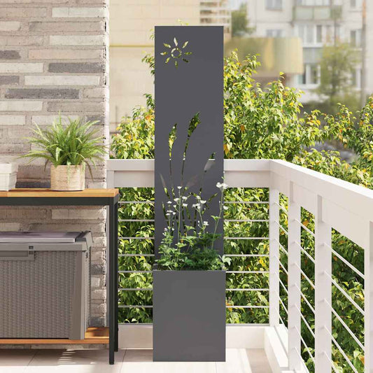 Garden Privacy Screen Fretwork Anthracite 32 x 32 x 150 cm