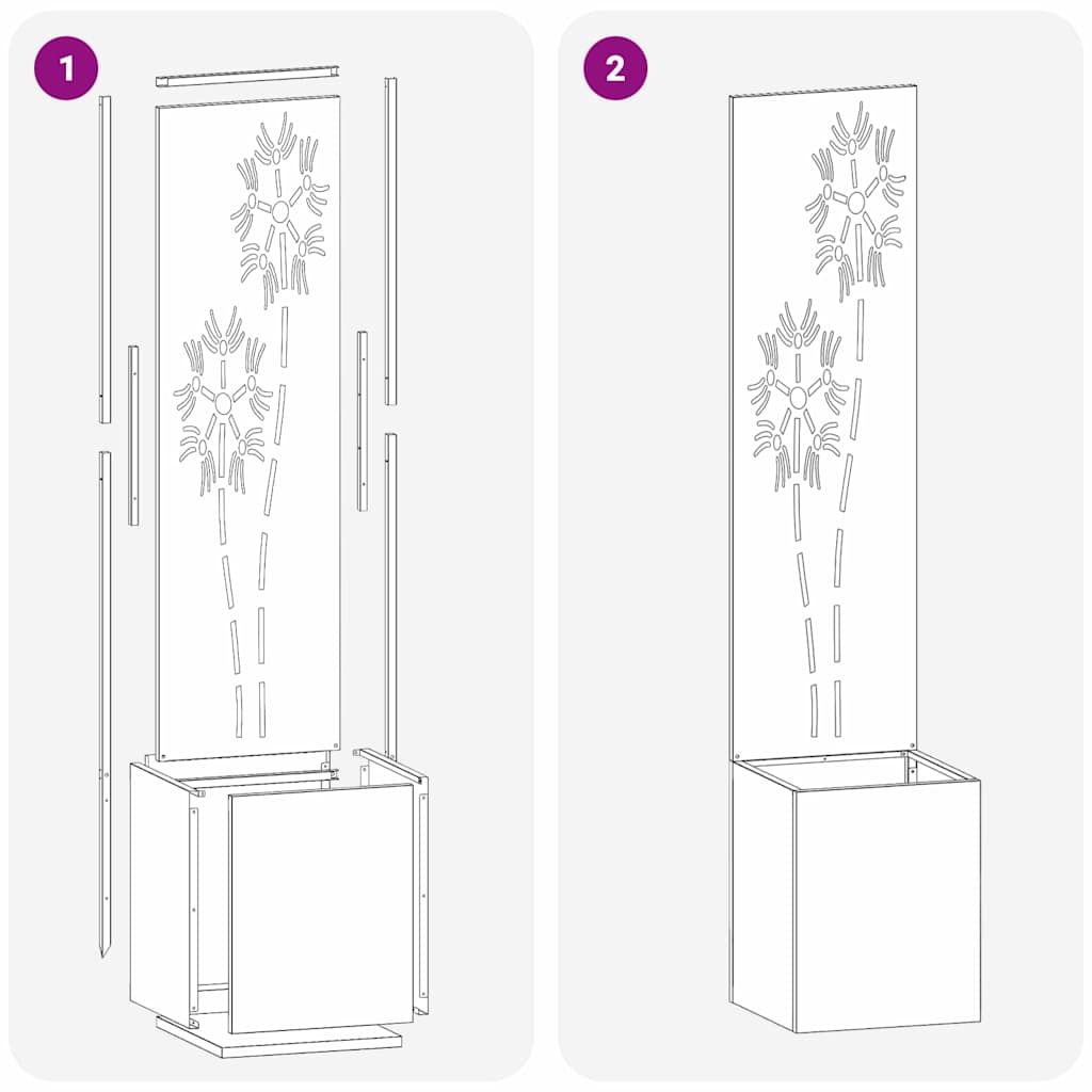 Garden Privacy Screen Floral Sliver 32 x 150 cm Stainless steel
