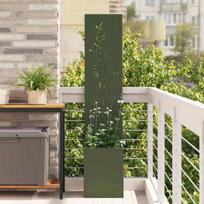 Garden Privacy Screen Floral Olive green 32 x 32 x 150 cm