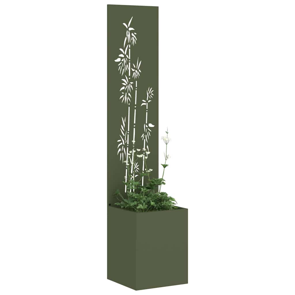 Garden Privacy Screen Floral Olive green 32 x 32 x 150 cm