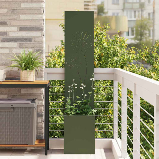 Garden Privacy Screen Fretwork Olive green 32 x 32 x 150 cm