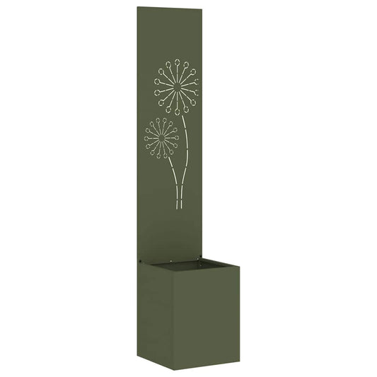 Garden Privacy Screen Fretwork Olive green 32 x 32 x 150 cm