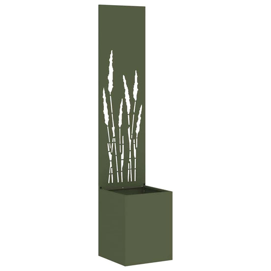 Garden Privacy Screen Fretwork Olive green 32 x 32 x 150 cm