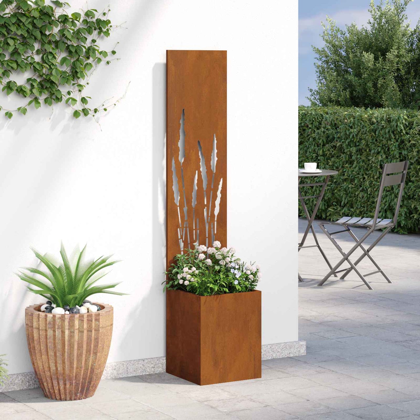 Garden Privacy Screen Rusty 32 x 150 cm Weathering Steel