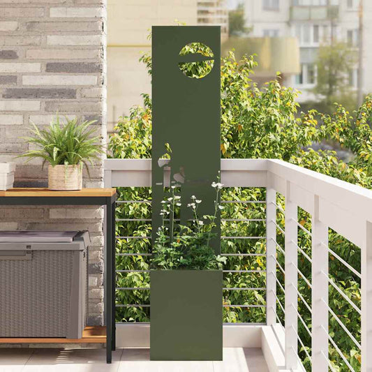 Garden Privacy Screen Fretwork Olive green 32 x 32 x 150 cm