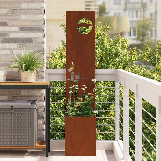 Garden Privacy Screen Rusty 32 x 32 x 150 cm Weathering steel