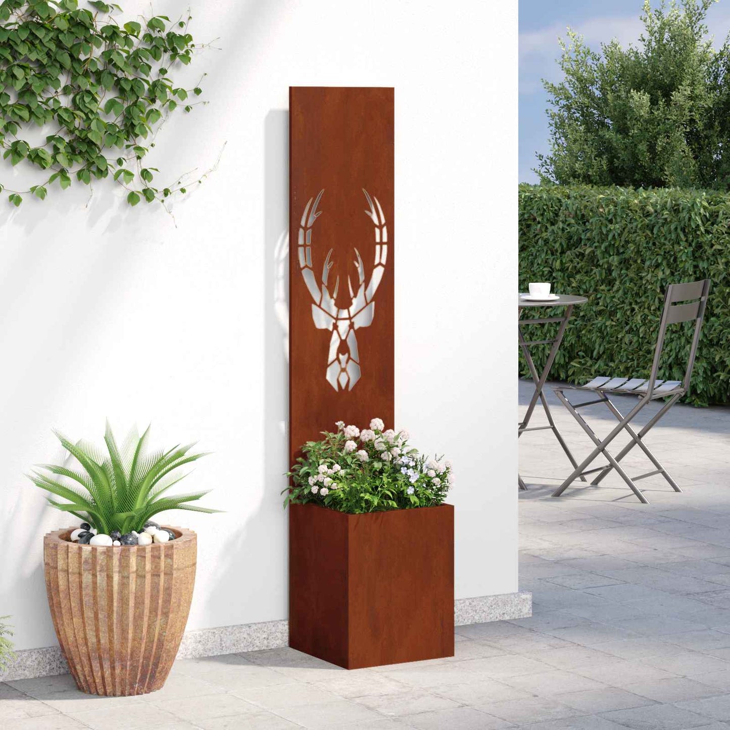 Garden Privacy Screen Rusty 32 x 150 cm Weathering steel