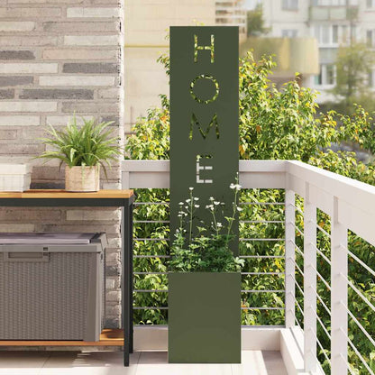 Garden Privacy Screen Fretwork Olive green 32 x 32 x 150 cm