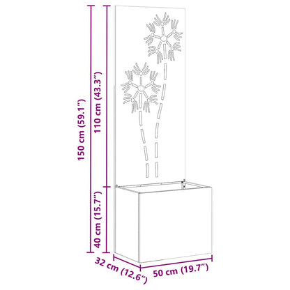 Garden Privacy Screen White 50 x 150 cm Cold-rolled steel