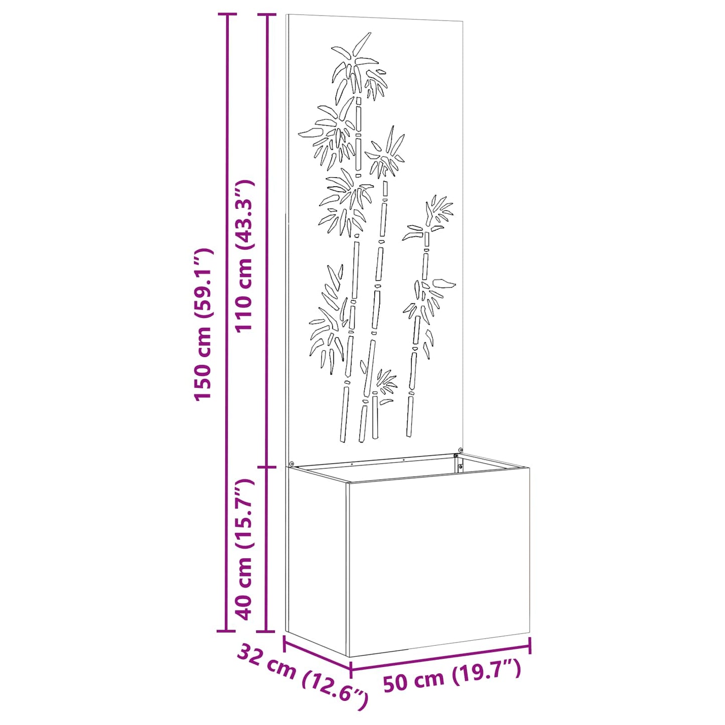 Garden Privacy Screen White 50 x 150 cm Cold-rolled steel
