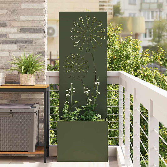 Garden Privacy Screen Fretwork Olive green 50 x 32 x 150 cm