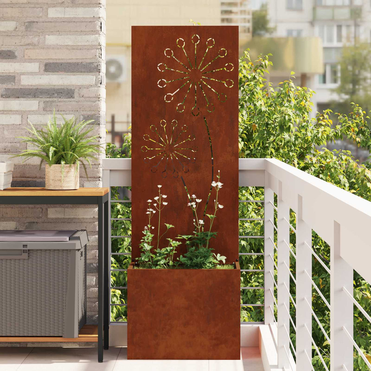 Garden Privacy Screen Rusty 50 x 32 x 150 cm Weathering steel