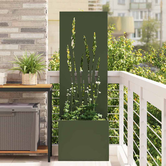 Garden Privacy Screen Fretwork Olive green 50 x 32 x 150 cm