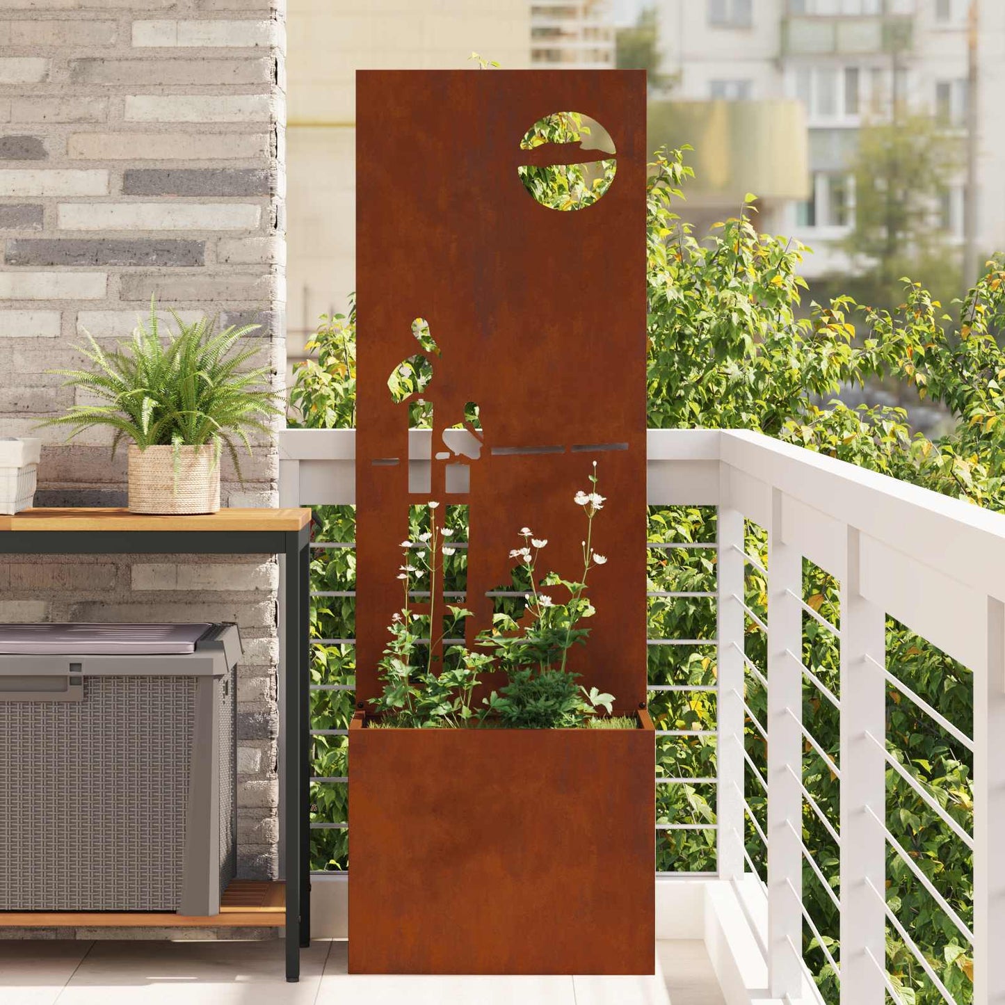 Garden Privacy Screen Rusty 50 x 32 x 150 cm Weathering steel