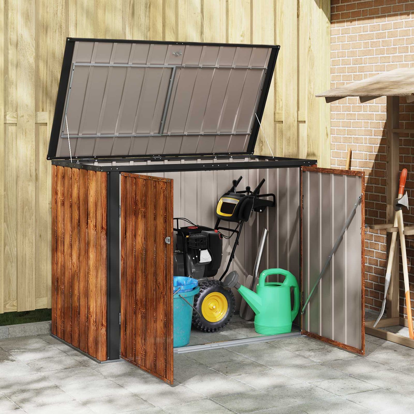 Garden Storage Box Brown 151.5 x 82 x 110.5 cm Steel