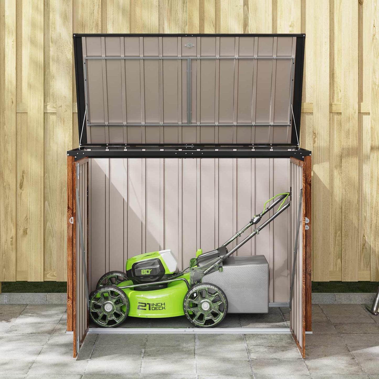 Garden Storage Box Brown 151.5 x 82 x 110.5 cm Steel