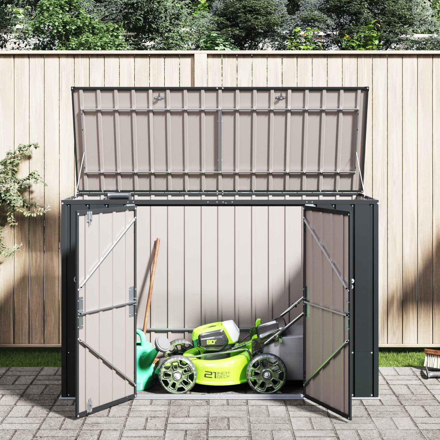 Garden Storage Box Black 214 x 82 x 132 cm Steel