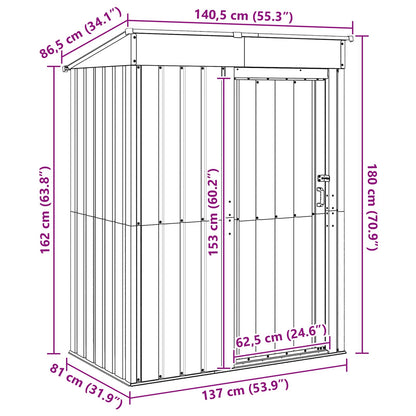 Garden Sheds Brown 137 x 81 x 180 cm Metal