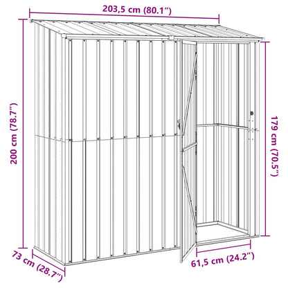 Garden Sheds Brown 203.5 x 73 x 200 cm Metal