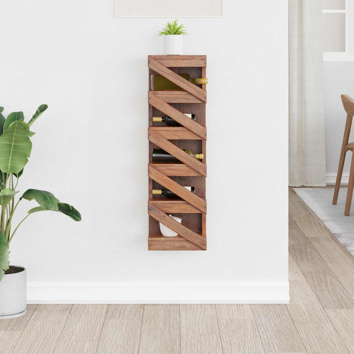 Wine Rack Natural 24 x 14 x 80 cm Solid Mahogany Wood